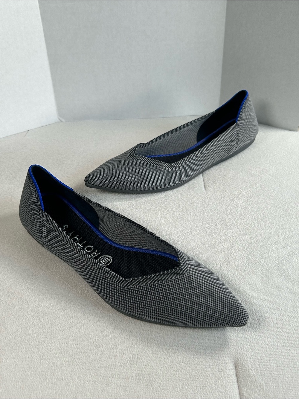 Rothy’s  Women’s Pointed Ballet Flats Cloud Grey Birdseye Size 10W